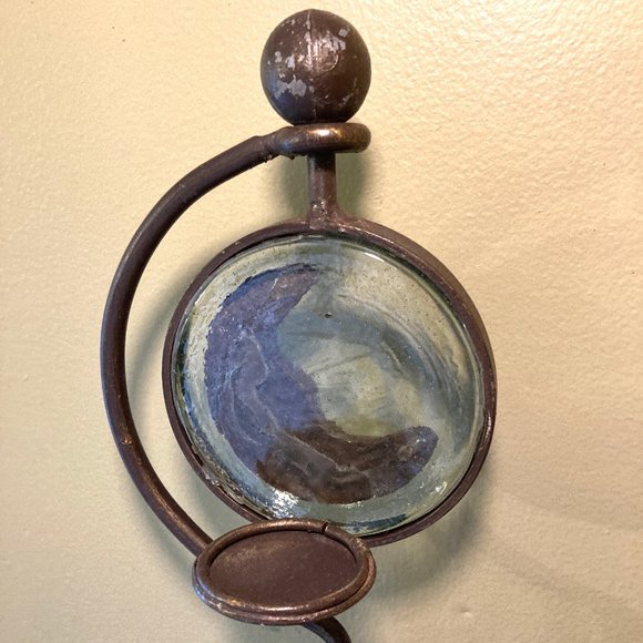 VTG Crescent Moon Glass and Metal  Candle Holder - Picture 8 of 9